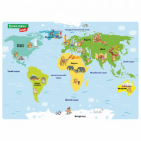 Настольное покрытие BRAUBERG KIDS, А3+, пластик, 46x33 см, "Кот-энтузиаст изучает Мир", 273619