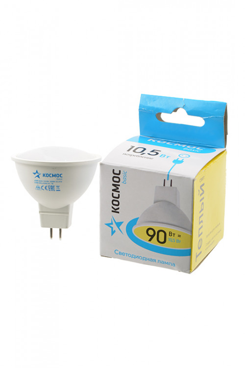 Лампа светодиодная КОСМОС BASIC LED10.5wJCDRC30 10.5Вт GU5.3 3000K BL1