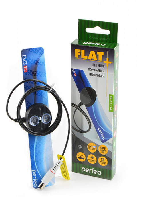 Антенна PERFEO PF-TV2169 FLAT+ DVB-T2 комнатная цифровая BL1