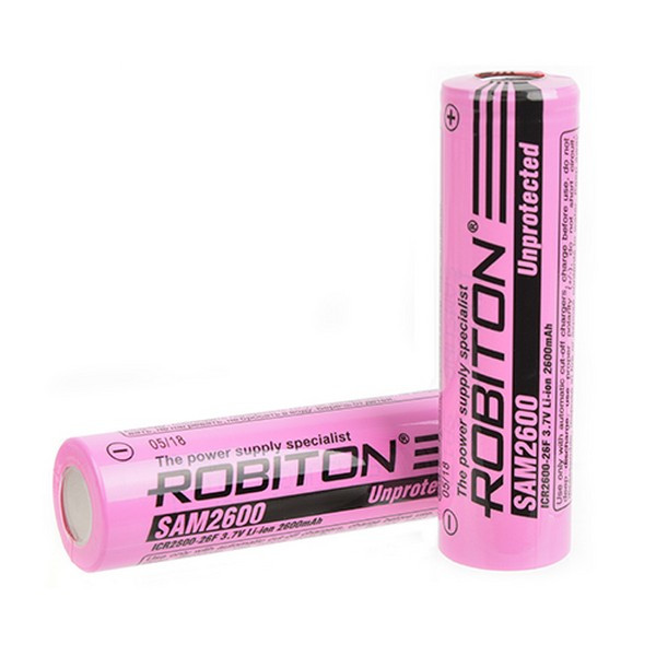 Аккумулятор ROBITON SAM2600 (Samsung ICR2600mAh) без защиты с плоским контактом PK1