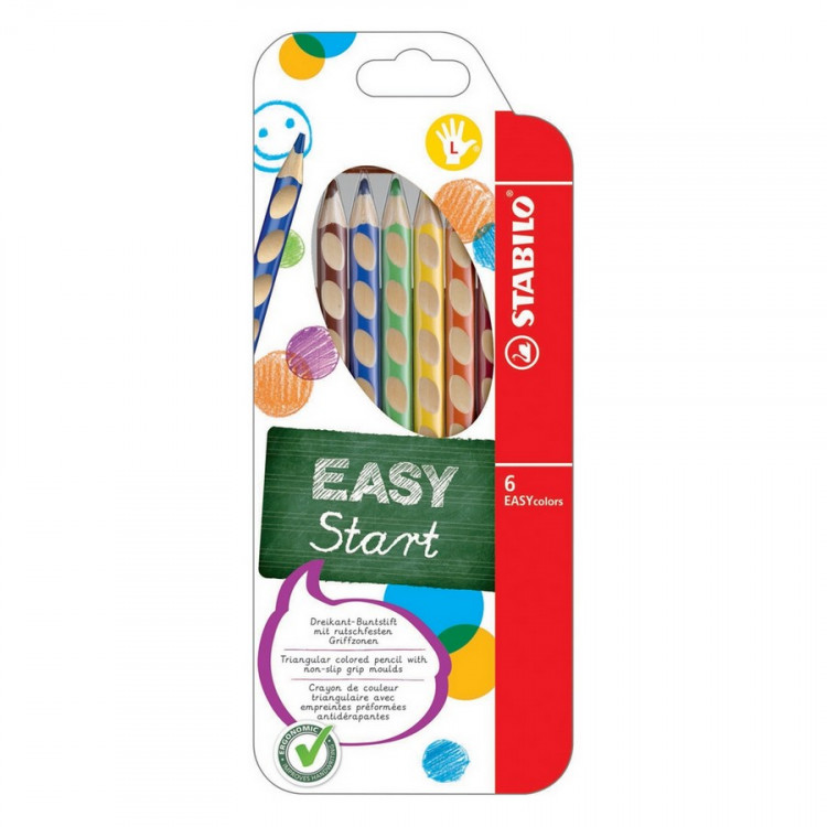 Набор цветных карандашей STABILO EASYcolors для левшей, 6 цветов, картонный футляр (STABILO 331/6) Набор цветных карандашей STABILO EASYcolors для левшей, 6 цветов, картонный футляр (STABILO 331/6)