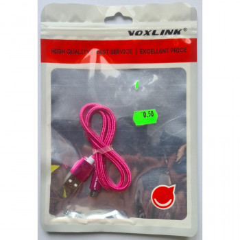 Кабель USB A - Micro USB 0.5 м в оплетке, цвет ассорти, 1 шт (VOXLINK I6AC0153-050) Кабель для передачи данных и подзарядки мобильных устройств