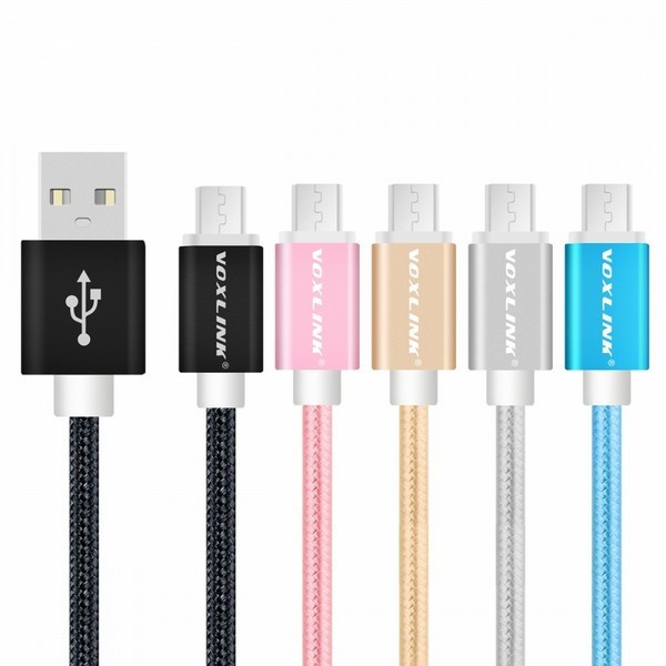 Кабель USB A - Micro USB 0.5 м в оплетке, цвет ассорти, 1 шт (VOXLINK I6AC0153-050)
