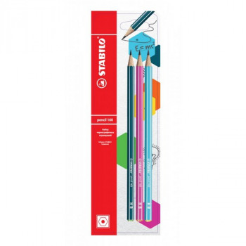 Карандаш Чернографитный Stabilo Pencil 160 Hb, Корпус Ассорти 3 шт. В Блистере (STABILO 160/HB-3B) 