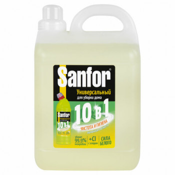 Чистящее средство 5 л, SANFOR 10 в 1 Universal &quot;Лимонная свежесть&quot;, 22055 
