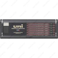 Набор чернографитных карандашей UNI Mitsubishi Pencil 6B, набор 11 шт в пластиковом пенале с ластиком (UNI U6B-1D) Некомплект в наборе 11 шт вместо 12