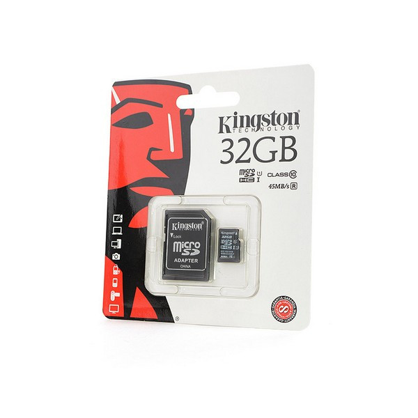 Карта памяти microSD (HC) 32Gb Kingston (SDC10G2/32GB) UHS-1 Class 10 с адаптером Rtl