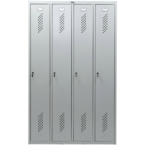 Шкаф металлический для одежды ПРАКТИК "LS-41", четырехсекционный, 1830х1170х500 мм, 53 кг, разборный, LS(LE)–41