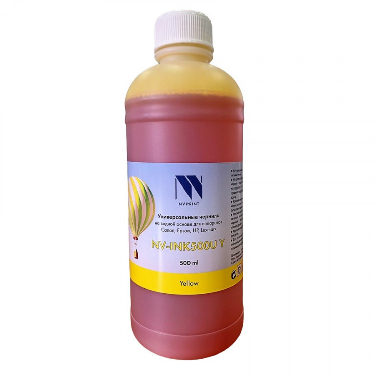 NV Print NVP-INK500UY/b Чернила универсальные на водной основе NV-INK500UY для аппаратов Сanon / Epson / НР / Lexmark (500 ml) Yellow, box