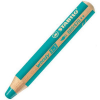 Цветной карандаш Stabilo Woody, 3 в 1: цветной карандаш, акварель и восковой мелок, бирюзовый (STABILO 880/470)