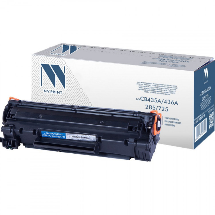 NV Print NVP-CB435A/436A/285/725 Картридж совместимый NV-CB435A, CB436A, CE285A, NV-725 универсальные для HP, Canon LaserJet P1005,  P1006,  M1120,  M1120n,  M1522n,  M1522nf,  P1505,  P1505n,  M1132,  M1212nf,  M1217nfw,  P1102,  P1102w,  M1214nfh,  M113