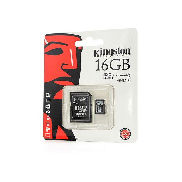 KINGSTON microSD 16GB High-Capacity (Class 10) UHS-I с адаптером BL1 Носитель информации