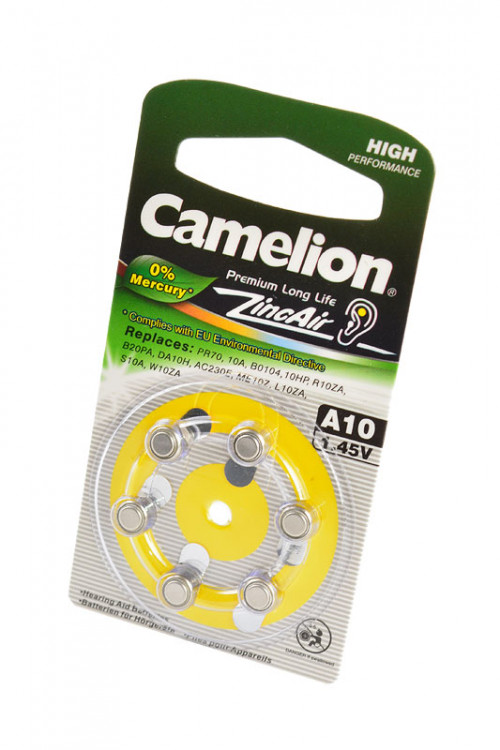 Батарейка Camelion Zinc-Air A10-BP6 (0% Hg) BL6 (Комплект 6 шт.)