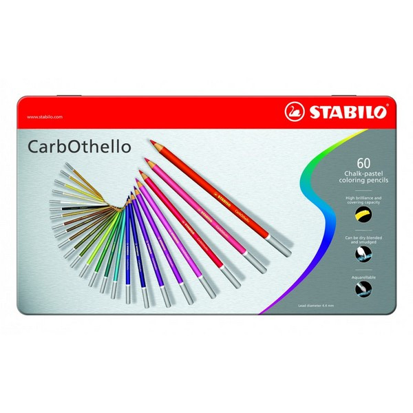 Пастель Stabilo Carbotello цветная, 60 цветов, металлический футляр (STABILO 1460-6)