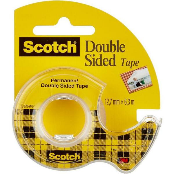 Клейкая лента двусторонняя (скотч) Scotch Double Sided Tape, двухсторонний скотч, прозрачная, с диспенсером, 12,7 мм x 6,3 м (3M 136D-EEME)