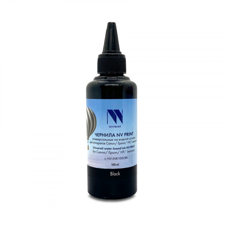 NV Print NVP-INK100UBk Чернила универсальные на водной основе NV-INK100UBk для аппаратов Сanon / Epson / НР / Brother (100 ml) Black совместимые