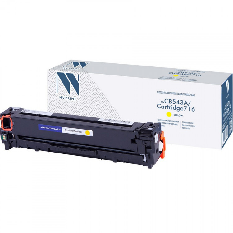 NV Print NVP-CB542A/716Y Картридж совместимый NV-CB542A / NV-716 Yellow универсальные для HP / Canon Color LaserJet CP1215 /  CP1515n /  CM1312 /  CM1312nfi /  i-SENSYS LBP-5050 /  MF8030C /  MF8050C /  8080C (1400k)
