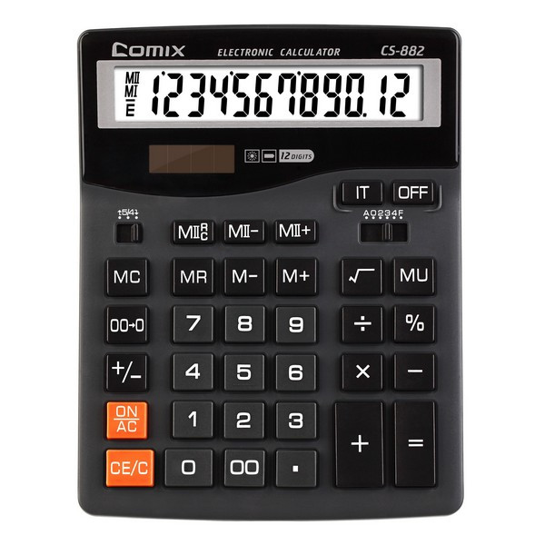Калькулятор настольный Comix CS-882, 12-разрядный бухгалтерский, двойная память, 200х157мм (Comix CS-882)