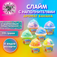 Слайм (лизун) + шариковый пластилин, 115 г, ассорти 6 видов, JOLLY JOT (ДЖОЛИ ДЖОТ), 665949