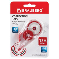 Корректирующая лента BRAUBERG 5 мм х 12 м, прозрачный корпус, с подкручиванием, 1 шт. (BRAUBERG 226814)