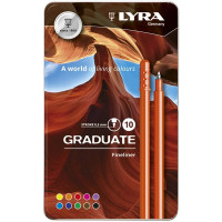 Набор капиллярных ручек LYRA Graduate Fineliner, 0,5 мм, 10 цветов в металлическом пенале (LYRA 6771100)