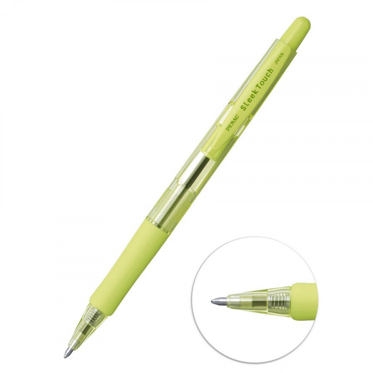 Ручка шариковая автоматическая Penac Sleek Touch Pastel, 1,0 мм, корпус салатовый, синяя (PENAC BA1304-31M)