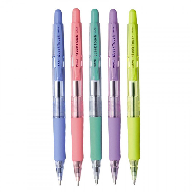 Ручка шариковая автоматическая Penac Sleek Touch Pastel, 1,0 мм, корпус салатовый, синяя (PENAC BA1304-31M)