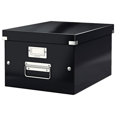 Короб архивный LEITZ "Click & Store" L, 200х369х482 мм, ламинированный картон, разборный, черный, 60450095