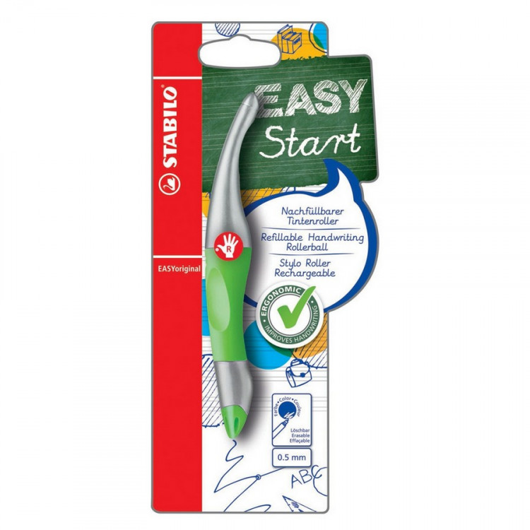 Ручка роллер Stabilo Easy Start/EASYoriginal Metallic для правшей, 0,5 мм, корпус неоновый зеленый, синий, блистер (STABILO B-47695-5) Ручка роллер Stabilo Easy Start/EASYoriginal Metallic для правшей, 0,5 мм, корпус неоновый зеленый, синий, блистер (STABILO B-47695-5)