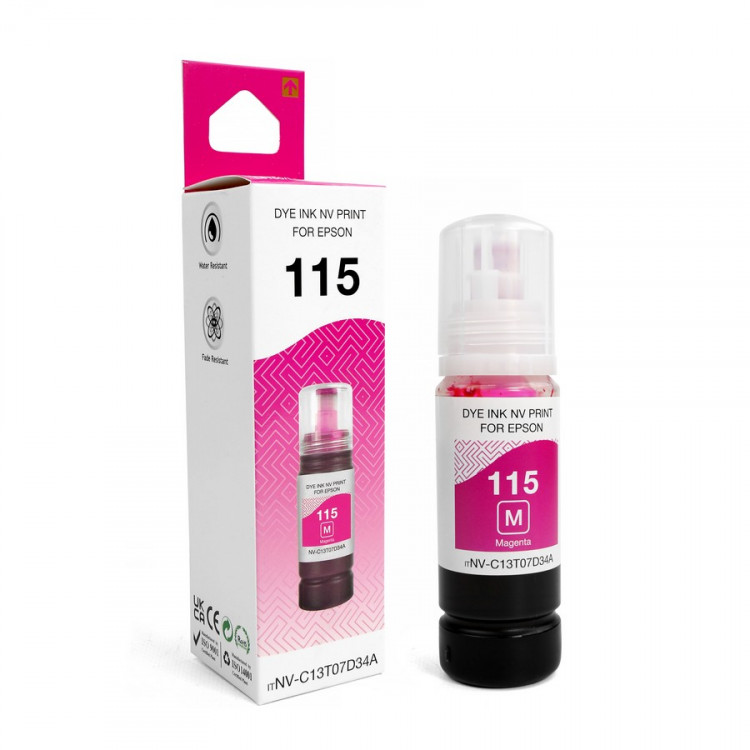NV Print NVP-C13T07D34A Чернила 115 (NV-C13T07D34A) для Epson L8160, L8180 (70 мл) Magenta (в коробке) совместимые