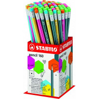 Карандаш Чернографитный Stabilo Pencil 160 Hb С Ластиком, Корпус Ассорти, Дисплей (STABILO 2160/72-1HB)