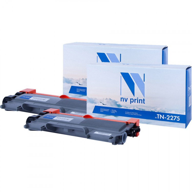 NV Print NVP-TN2275T-SET2 Картридж совместимый NV-TN-2275T-SET2 для Brother DCP-7060D /  DCP-7065DN /  DCP-7070DWR /  MFC-7360 / HL-2240D / HL-2250DN (2600k) (2 шт)