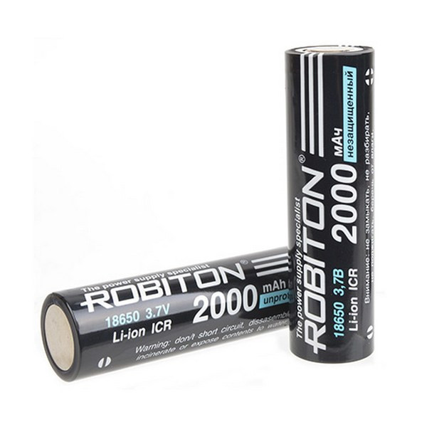 Аккумулятор ROBITON LI18650-2000NP-PK1 без защиты с плоским контактом PK1