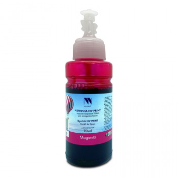 NV Print NVP-INK-T6643M Чернила T6643 (C13T66434A) для Epson L100, L110, L120, L132, L200, L210, L222, L300, L312, L350, L355, L362, L366, L456, L550, L555, L566, L1300, L386, L486, L121, L3050, L3060, L3070, L364, L382,  L605, L655, L1455 (70 ml) Magenta NVP-INK-T6643M, Совместимость: , ресурс: 0 стр.