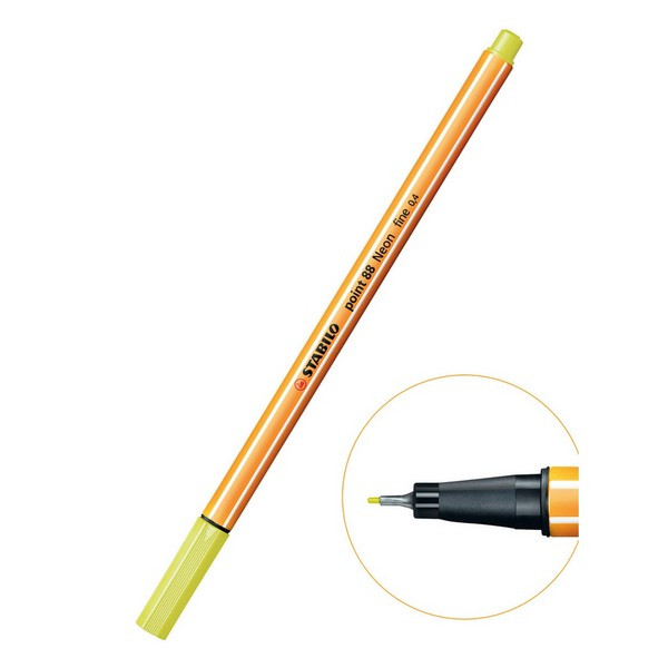 Ручка капиллярная Stabilo Point 88 0,4 мм, 88/024 желтый неон (Stabilo 88/024)