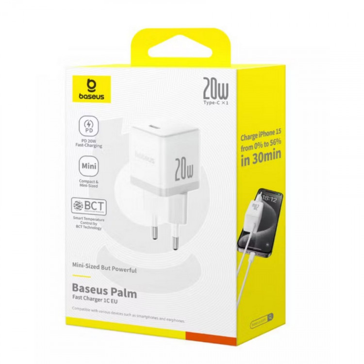 Адаптер/блок питания Baseus Palm Fast Charger USB Type-C 20W Moon White (Baseus P10111602213-00)