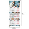 Календарь квартальный на 2024 г., 3 блока, 3 гребня, с бегунком, мелованная бумага, EXTRA, BRAUBERG, "Sleepy cat", 115303