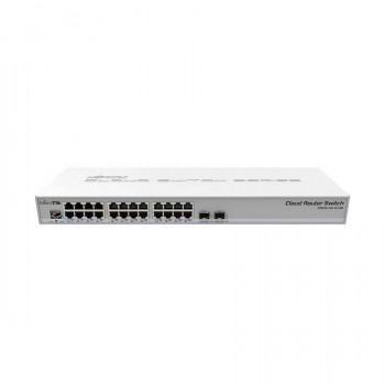 MikroTik CRS326-24G-2S+RM Коммутатор MikroTik CRS326-24G-2S+RM 24 Gigabit port switch with 2 x SFP+ cages in 1U rackmount case, Dual boot (RouterOS or SwitchOS) 