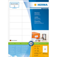 HERMA 4670 Этикетки самоклеющиеся Бумажные А4, 66.0 x 33.8, цвет: Белый, клей: перманентный, для печати на: струйных и лазерных аппаратах, в пачке: 100 листов/2400 этикеток