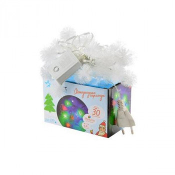 КОСМОС KOC_GIR30LEDRUBBALL1_RGB 30LED, шарики, 8 режимов мигания, мультиколор,  4.4м Гирлянда 