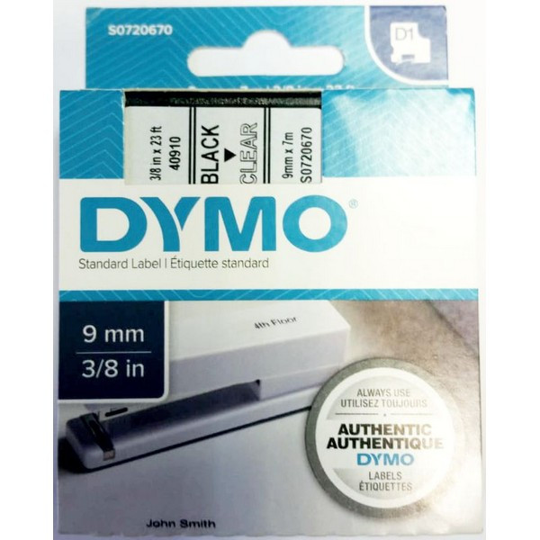 DYMO S0720670 Картридж с лентой DYMO 9 мм х 7 м. , черный на прозрачной ленте, пластик