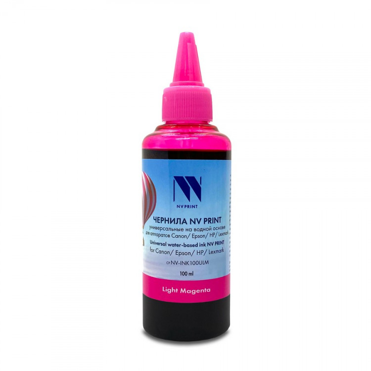 NV Print NVP-INK100ULM Чернила универсальные на водной основе NV-INK100ULM для аппаратов Сanon / Epson / НР / Brother (100 ml) Light Magenta совместимые