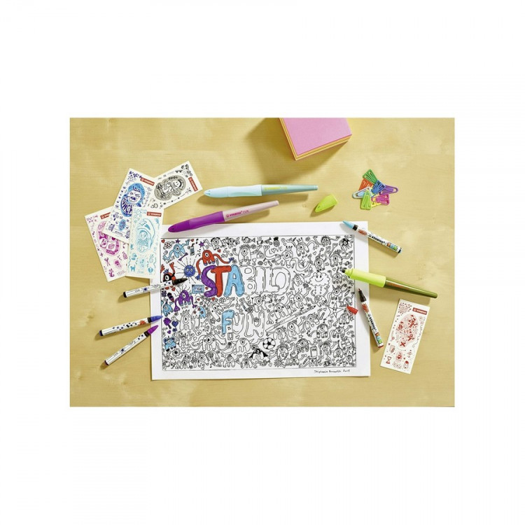 Ручка роллер STABILO fun, 0,5мм, корпус зеленый, синий, блистер (STABILO B-46919-5)