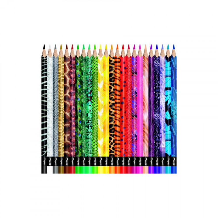 Набор цветных карандашей Maped Color Peps Animals (животные) с декором, трехгранные, деревянные, 24 цвета (MAPED 832224)
