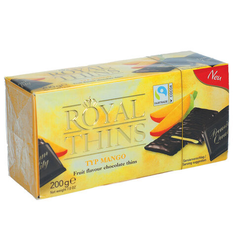 Шоколад порционный HALLOREN "Royal Thins", со вкусом манго, 200 г, картонная коробка, 39963