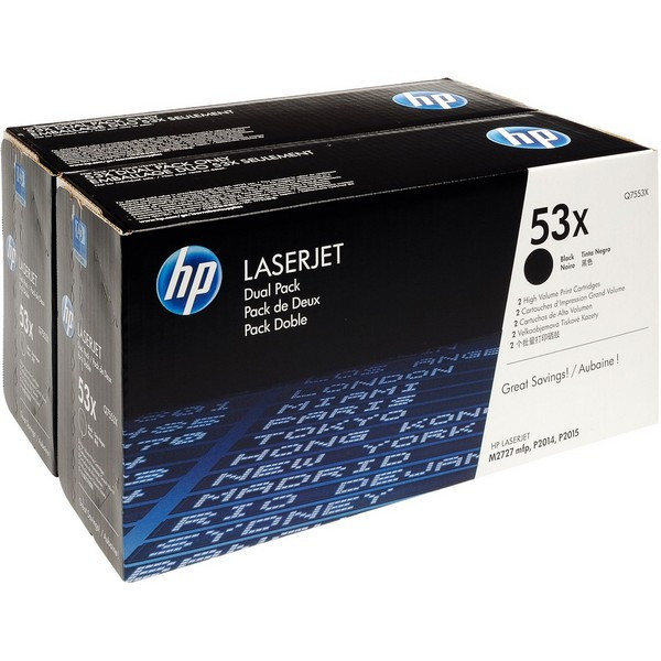 HP Q7553XD Картридж чёрный HP 53X LaserJet P2015/P2014/M2727 (2x7К)