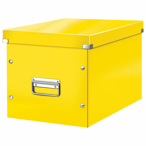 Короб архивный LEITZ "Click & Store" L, 310х320х360 мм, ламинированный картон, разборный, желтый, 61080016, 61080044