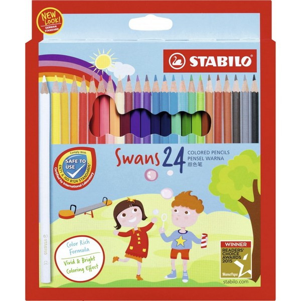 Набор Цветных Карандашей Stabilo Swans  В Выдвигающемся Футляре-Подставке, 24 Цвета, Картон (STABILO 1879)