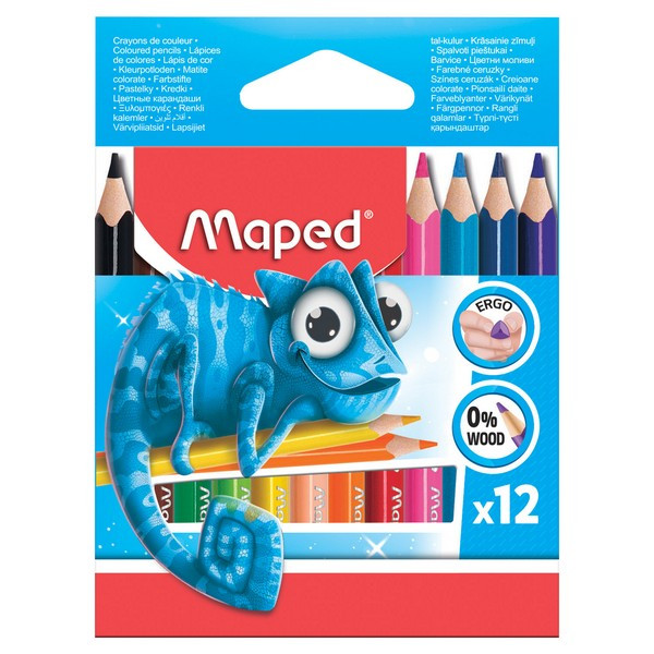 Цветные Карандаши Пластиковые Maped Pulse Mini 12 Цв, Картонная Коробка С Подвесом  (MAPED 832752)