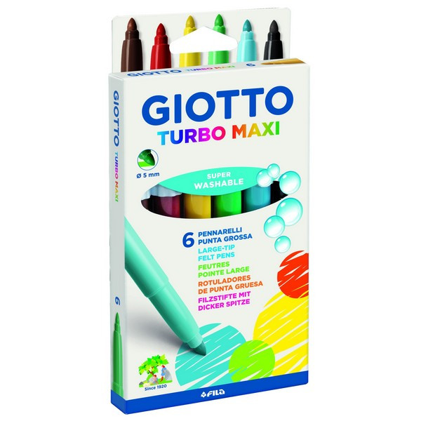 Фломастеры Giotto Turbo Maxi утолщенные, набор 6 цветов (Giotto 453000)